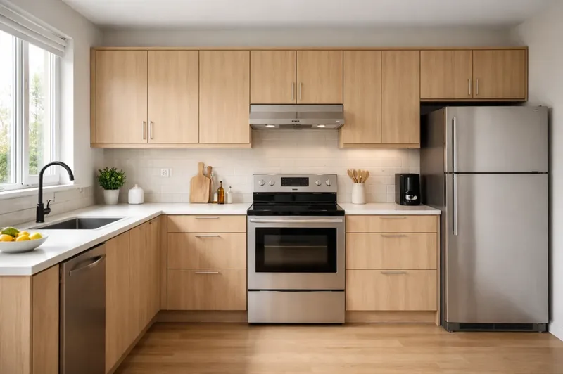 Relooking cuisine IKEA avec covering adhésif bois clair